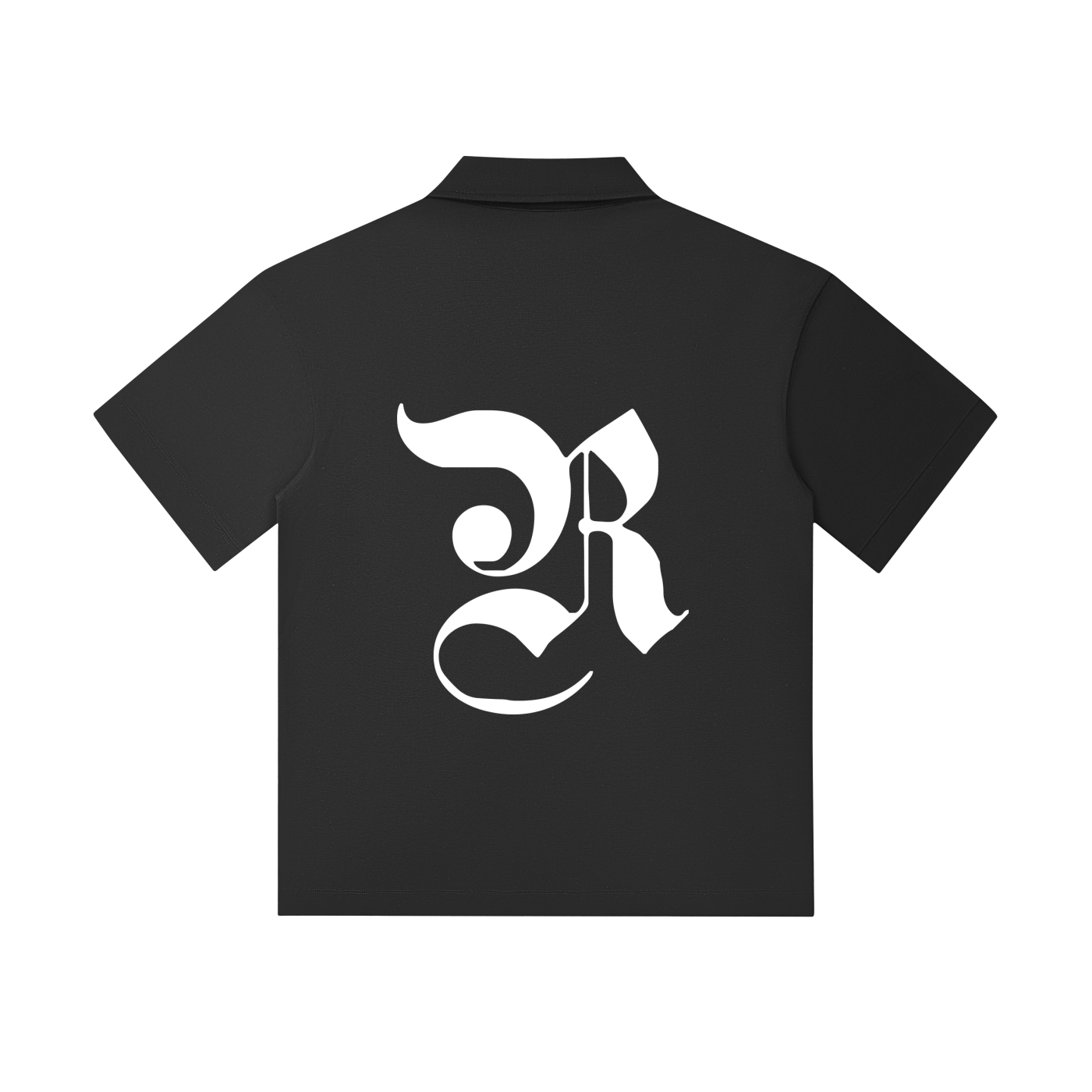 Drop Shoulder Short-Sleeve Polo - Black