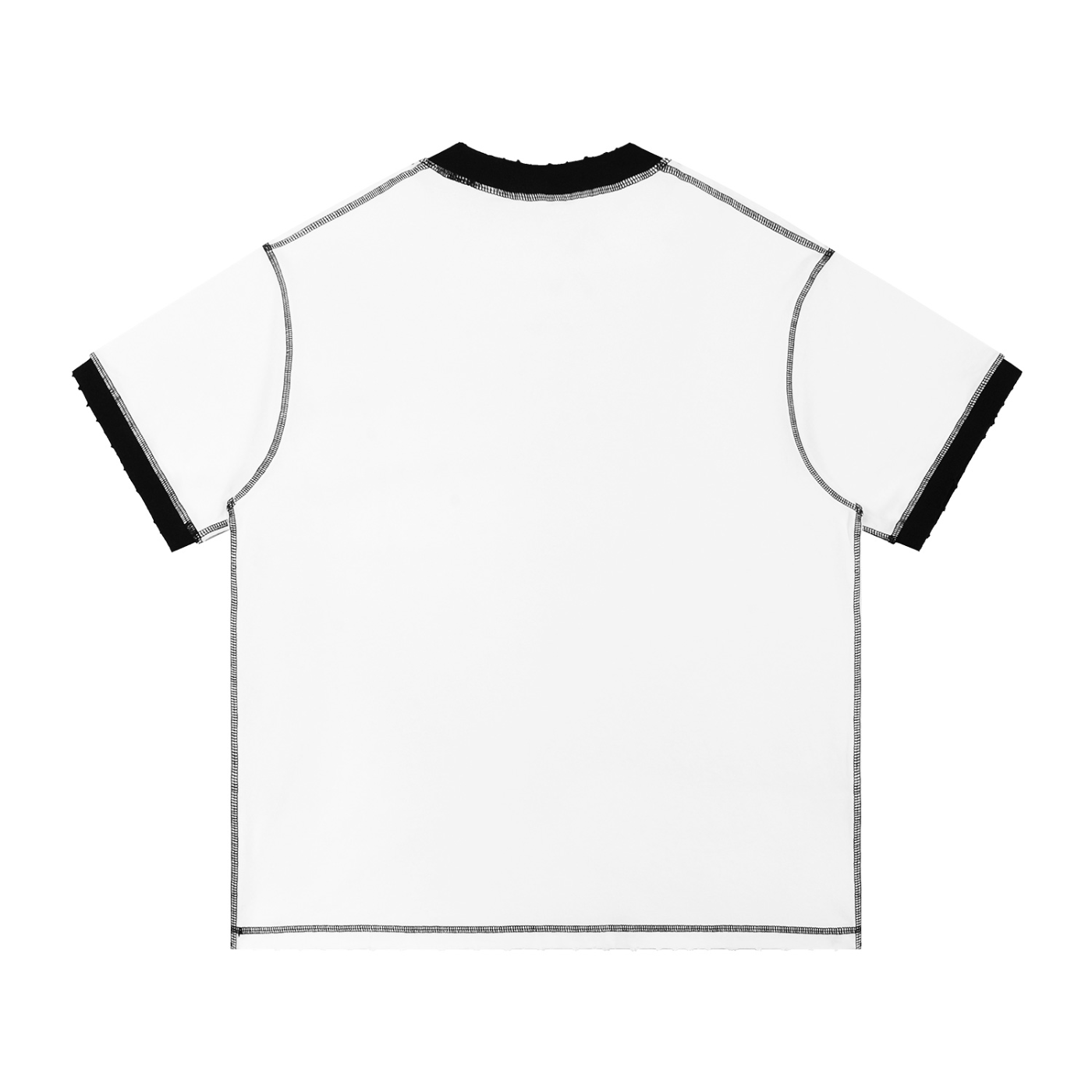 Contrast-Stitched Cotton T-Shirt - White with Black