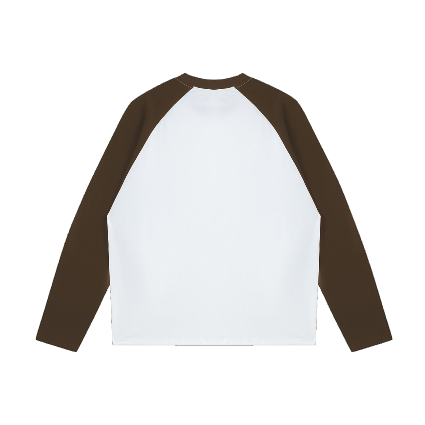 Color-Blocked Raglan Long-Sleeve T-Shirt - White with Coffee