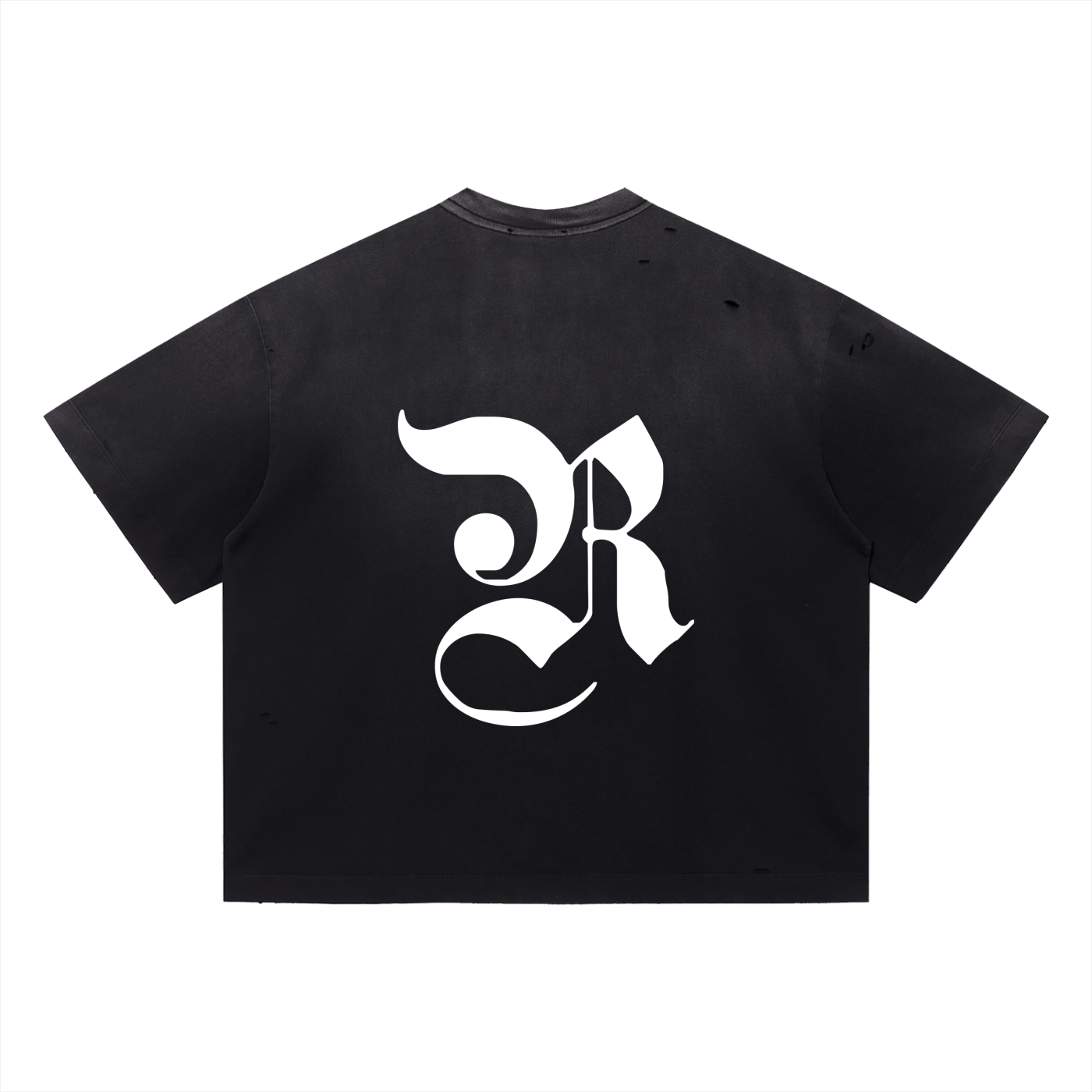 VINTAGE WASHED DISTRESSED BOXY OVERSIZED T-SHIRT - BLACK