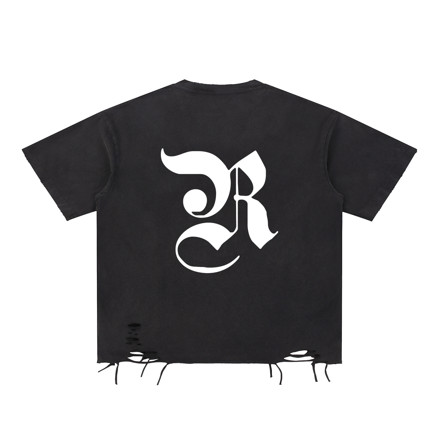 Snow Washed Raw-Hem T-Shirt - Black