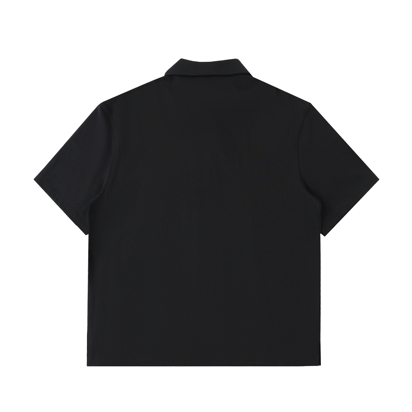 Half-Zip Cotton Polo Shirt - Black