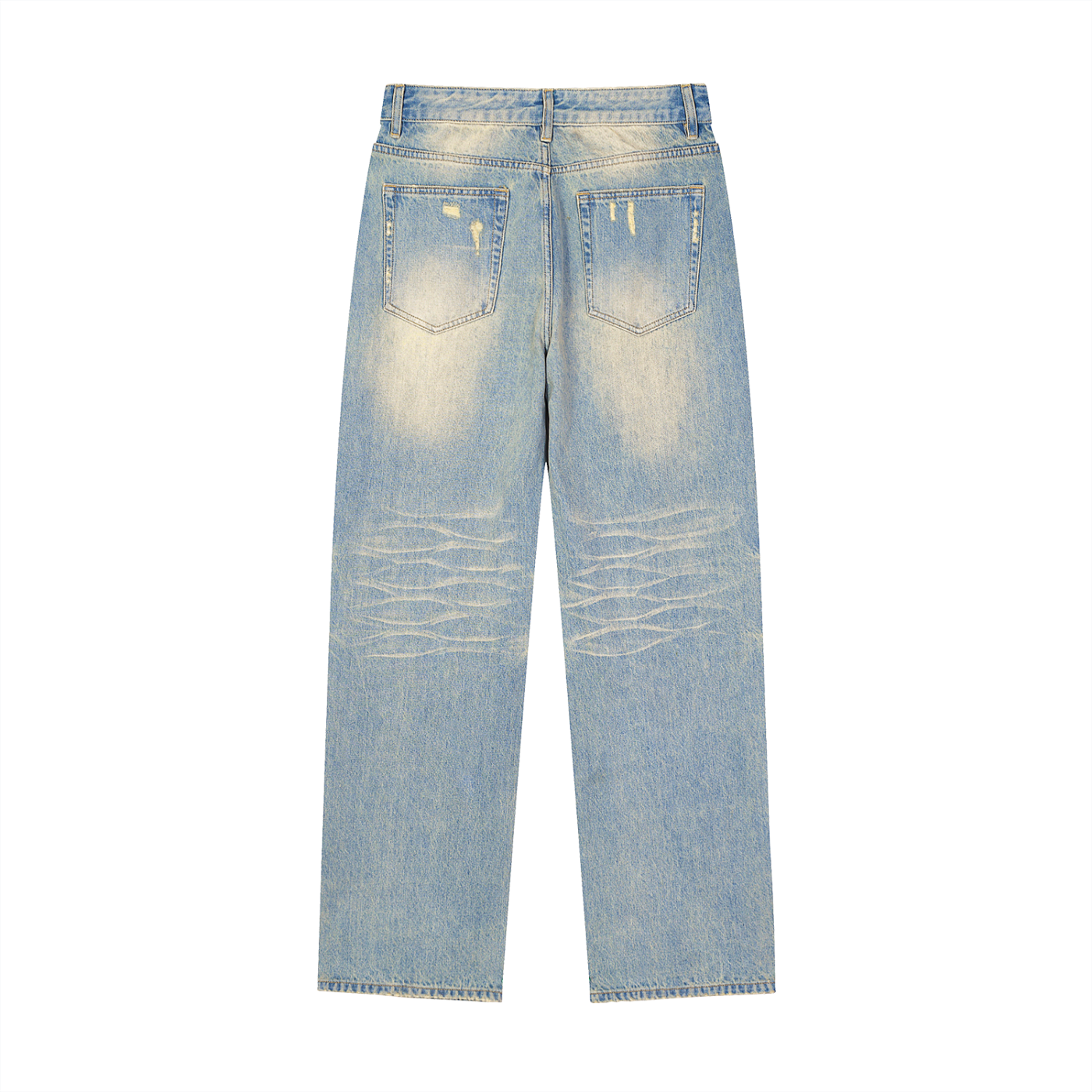 SUNFADE RAW HEM DENIM JEANS - BLUE