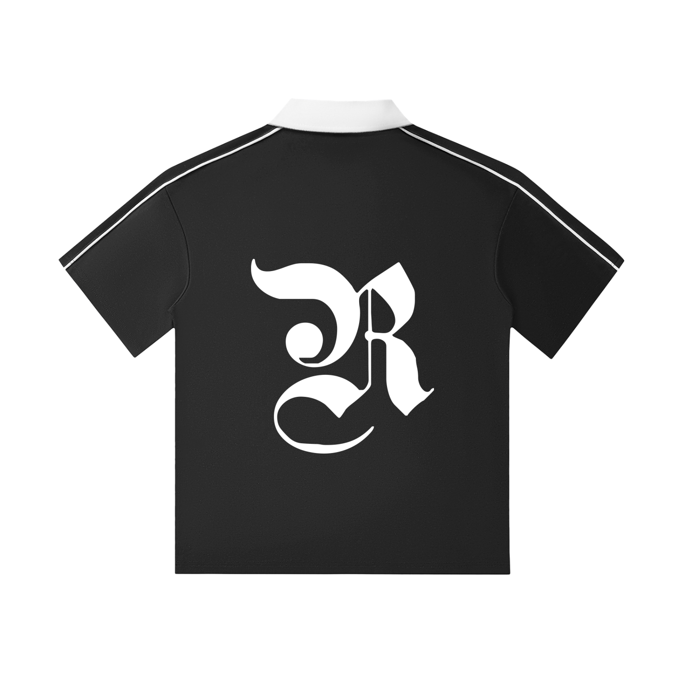 Contrast Collar Short-Sleeve Polo Shirt - Black