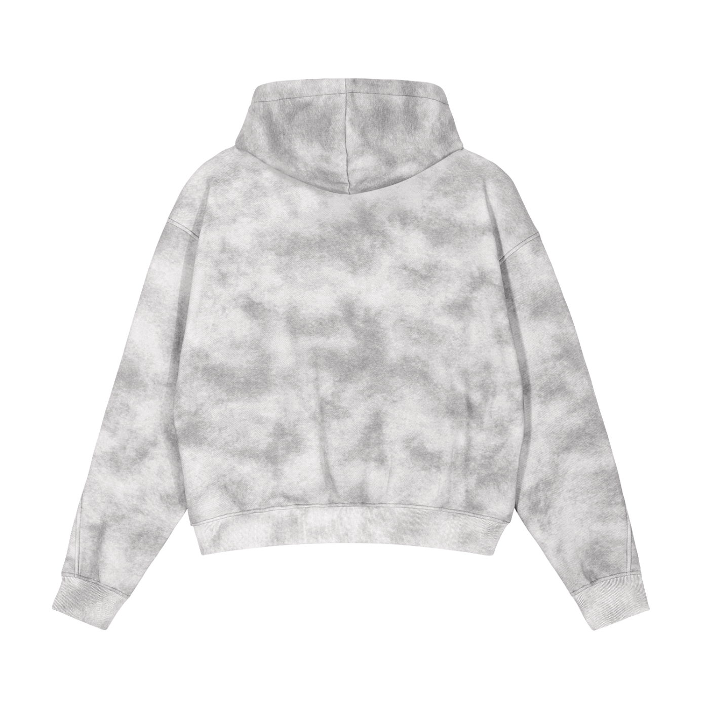 Dirty Washed Zip-Up Fleece Hoodie - Flower Gray