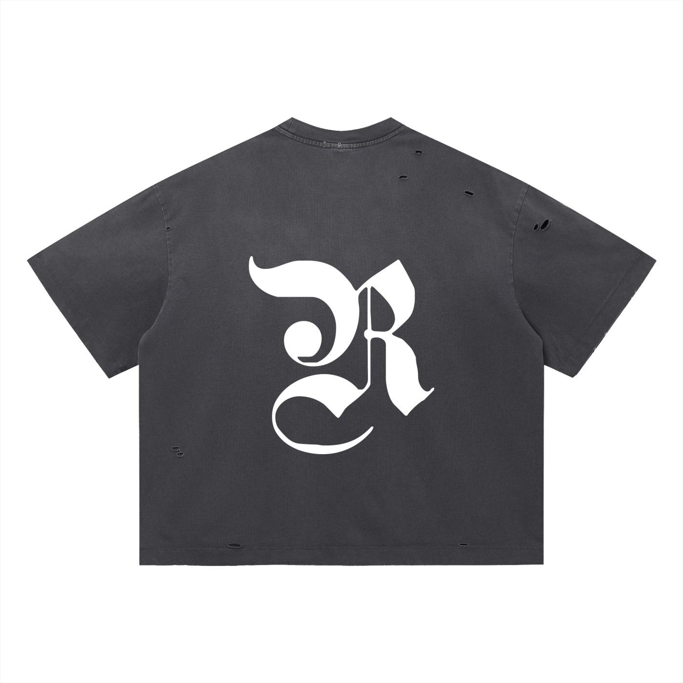 VINTAGE WASHED DISTRESSED BOXY OVERSIZED T-SHIRT - DARK GRAY