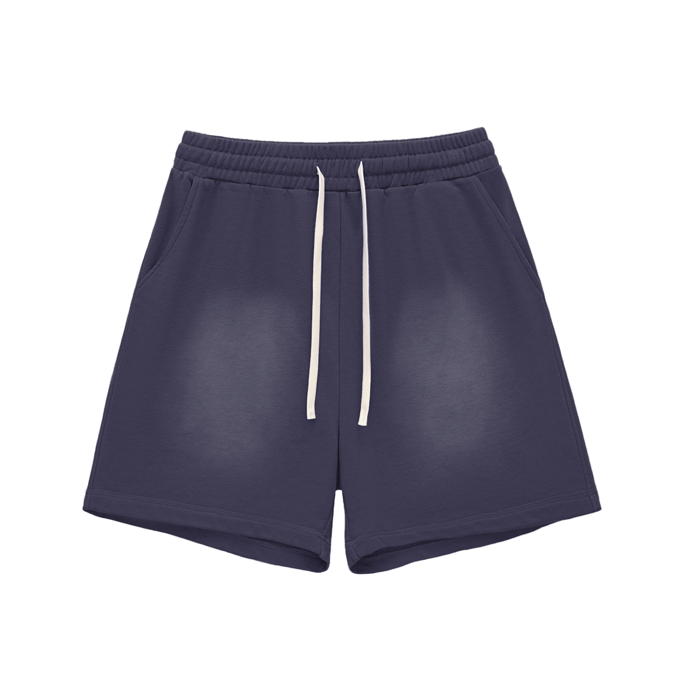 Sun Fade Raw Edge Cotton Shorts - Navy Blue