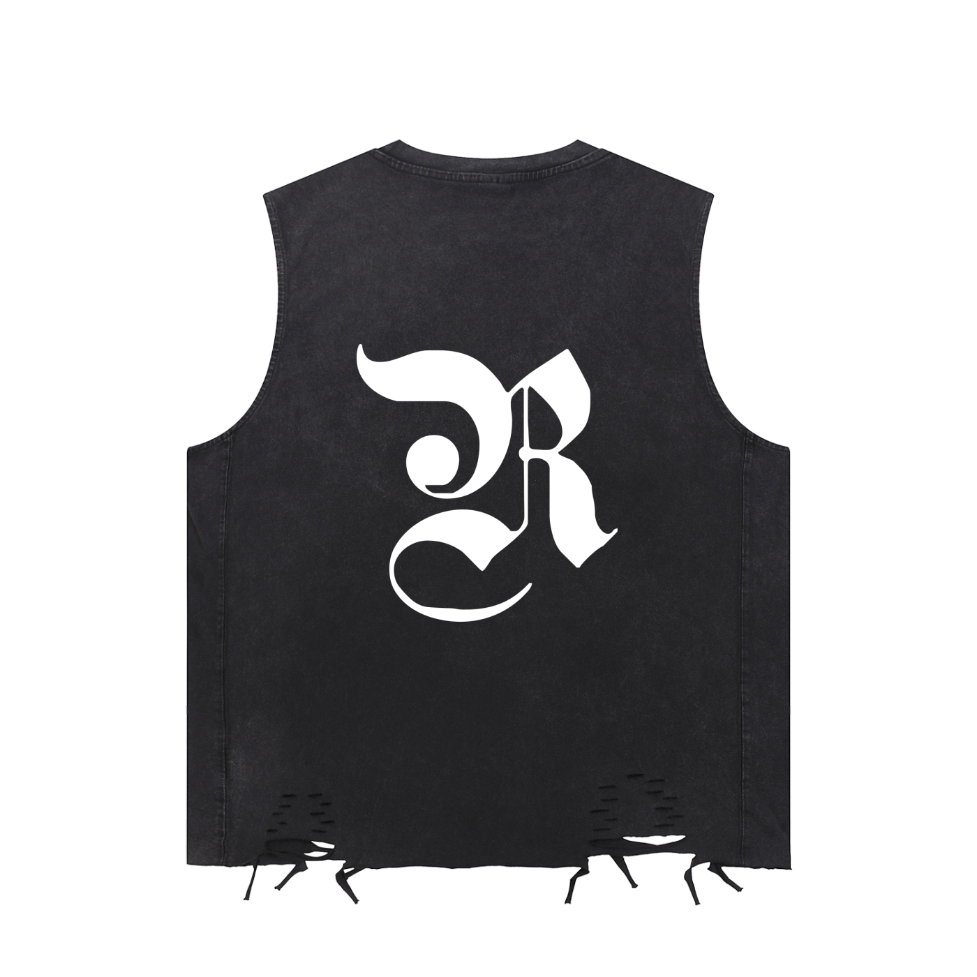 Snow Washed Raw-Hem Tank Top - Black
