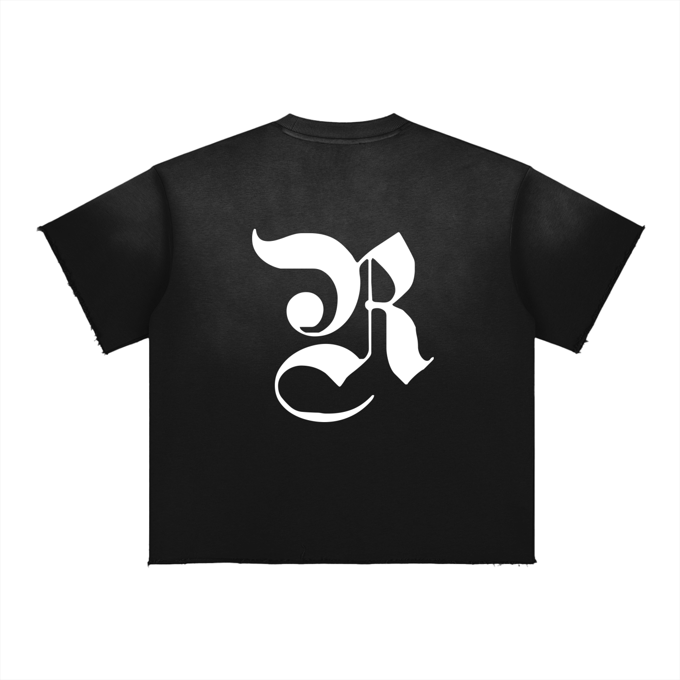 Sun Fade Raw Edge T-Shirt - Black