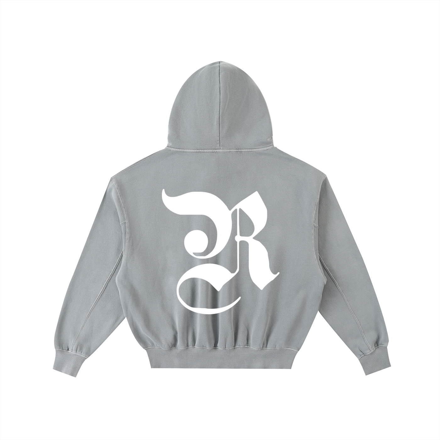 Frayed Enzyme Washed Fleece Hoodie - Light Gray
