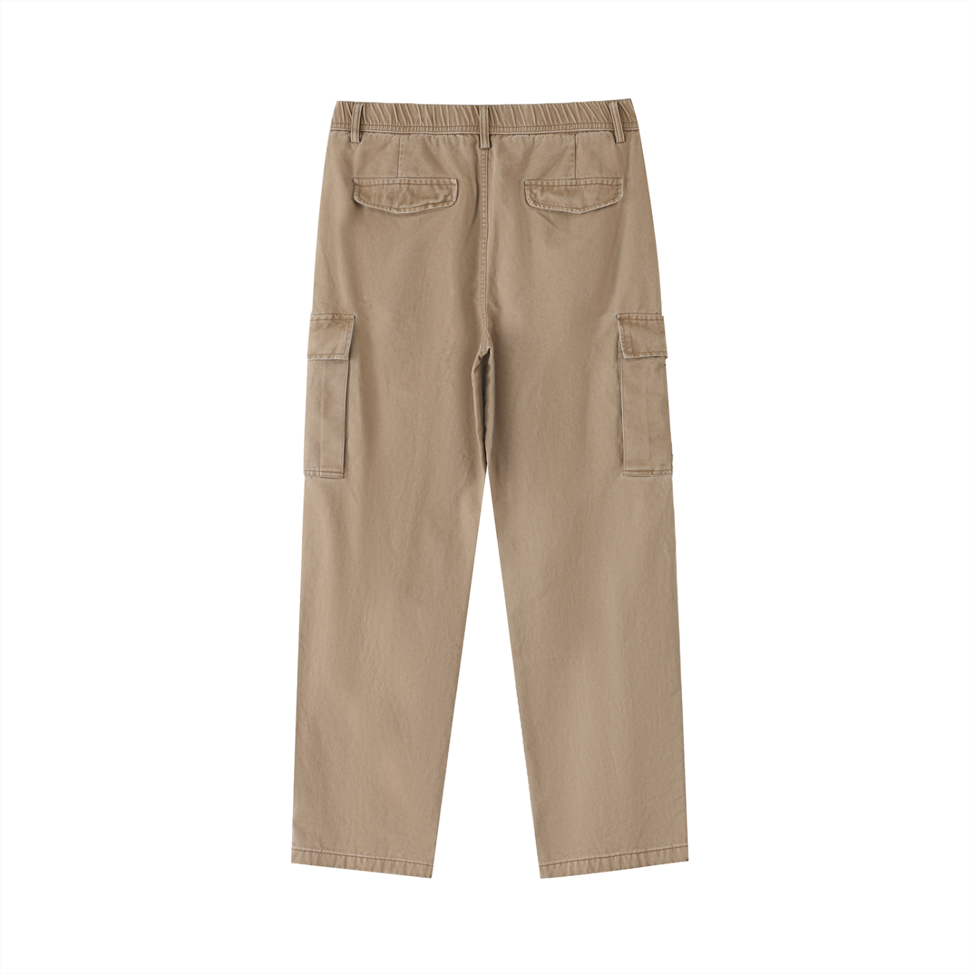 Cotton Elastic-Waist Cargo Pants - Brown