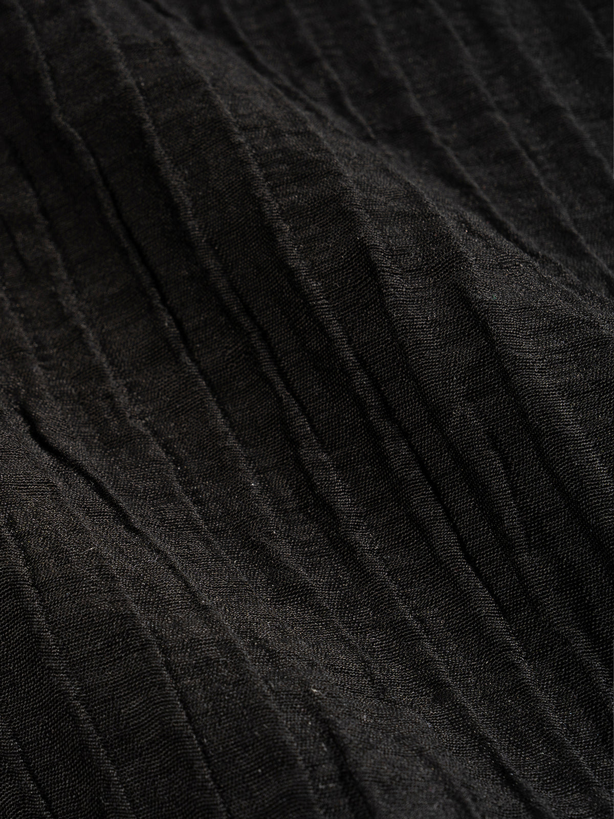 Close-up of black pleated fabric texture