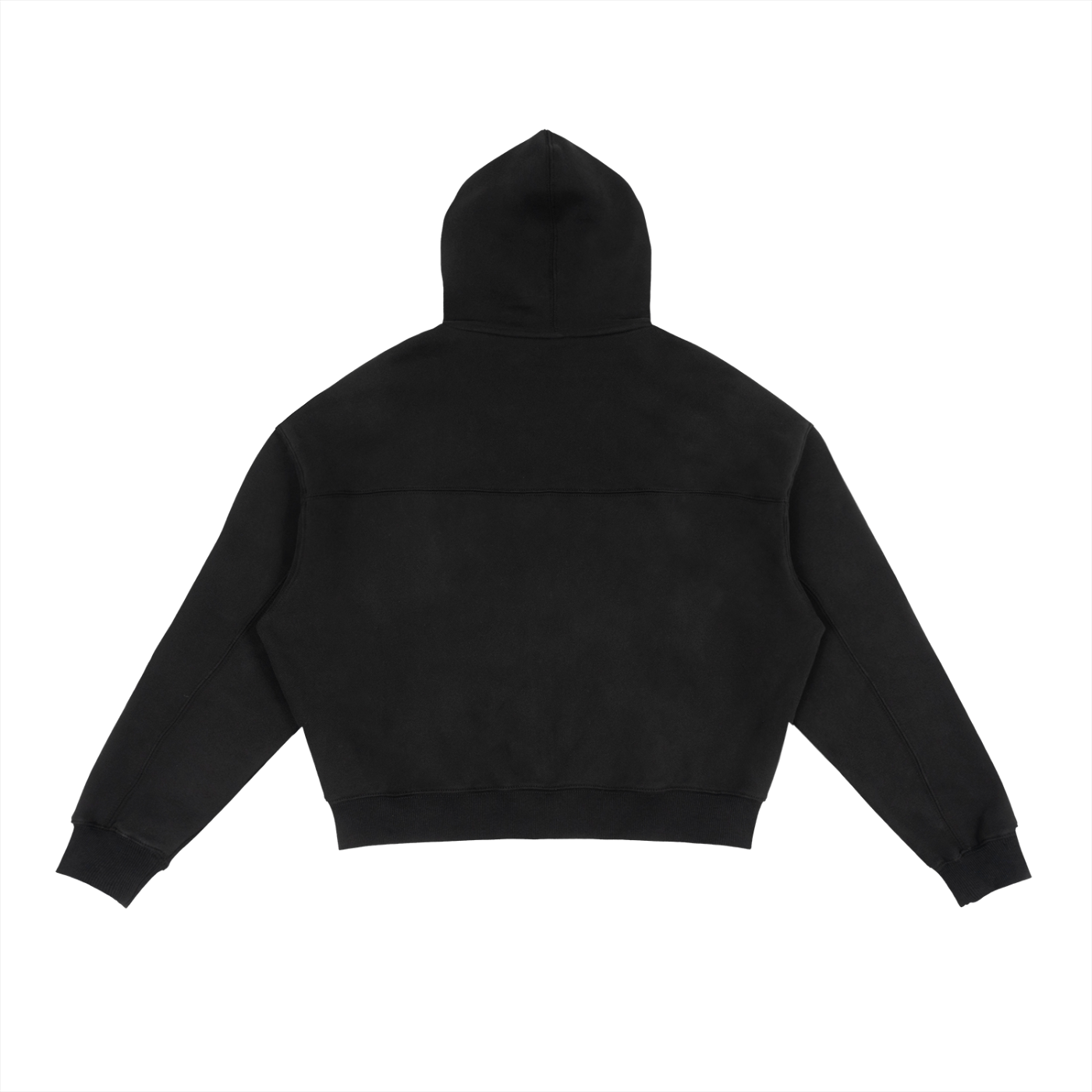 Fleece Zip-Up Boxy Hoodie - Black