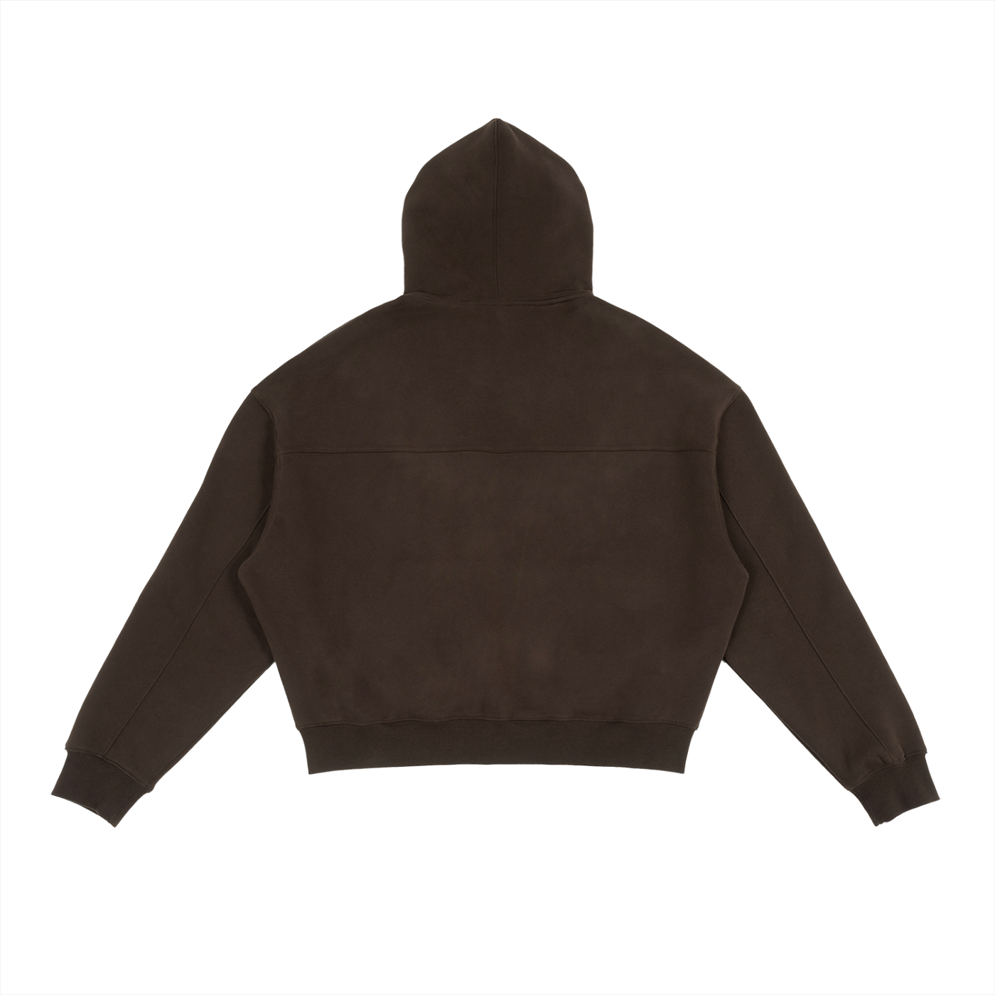 Fleece Zip-Up Boxy Hoodie - Brown