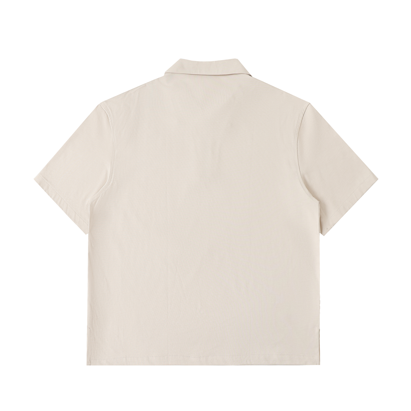 Half-Zip Cotton Polo Shirt - Pale Khaki
