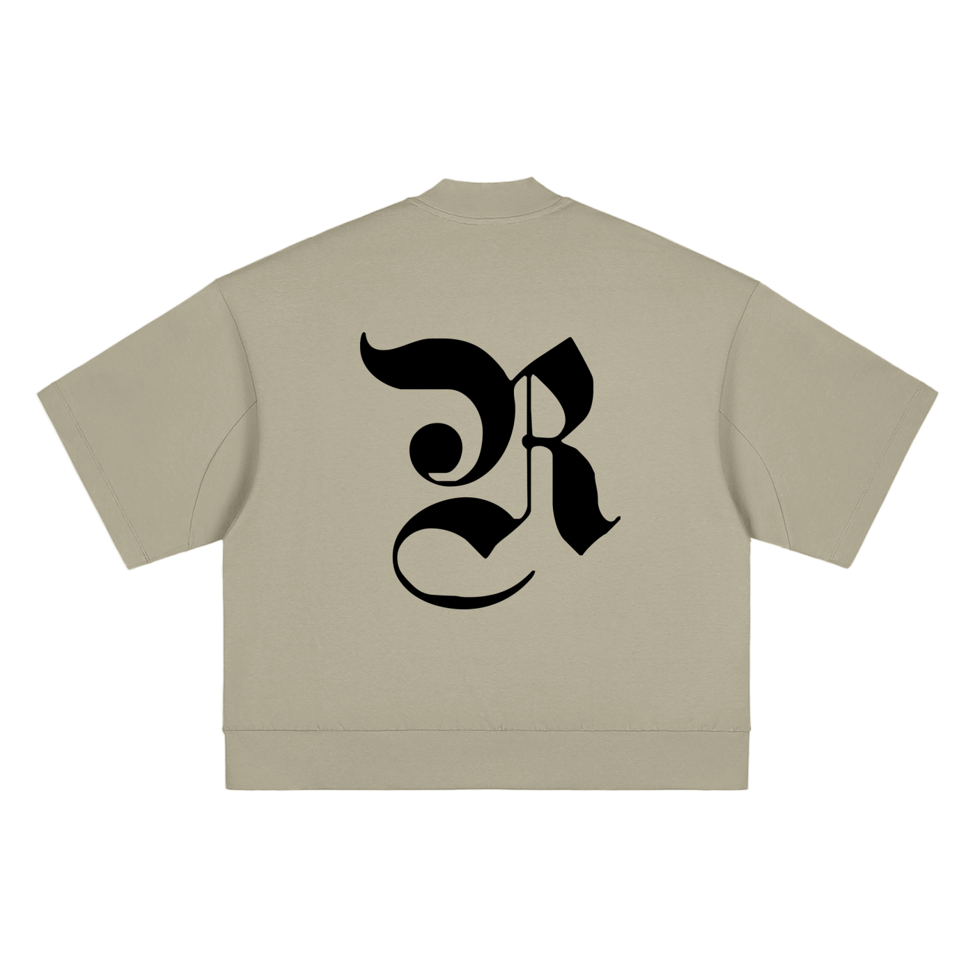 Heavyweight Oversized Mock Neck T-shirt - Gray Camel