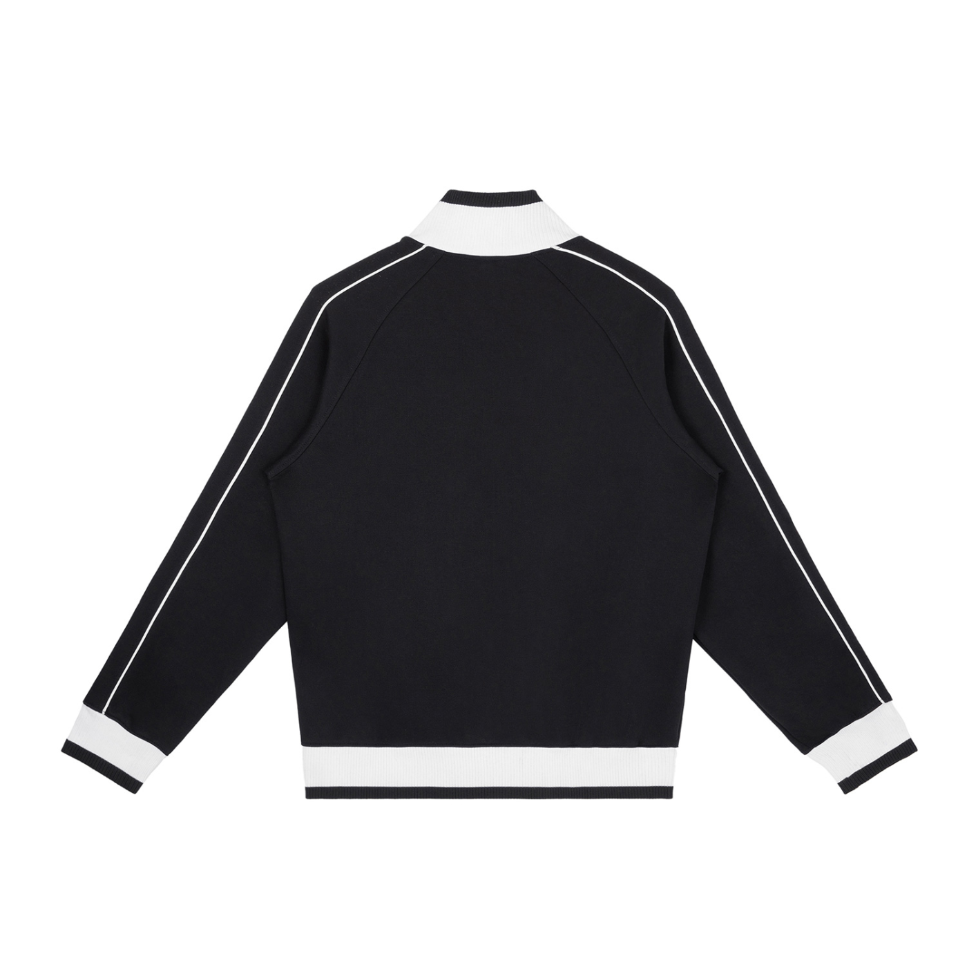 Color Block Raglan Sleeve Zip Track Jacket - Black