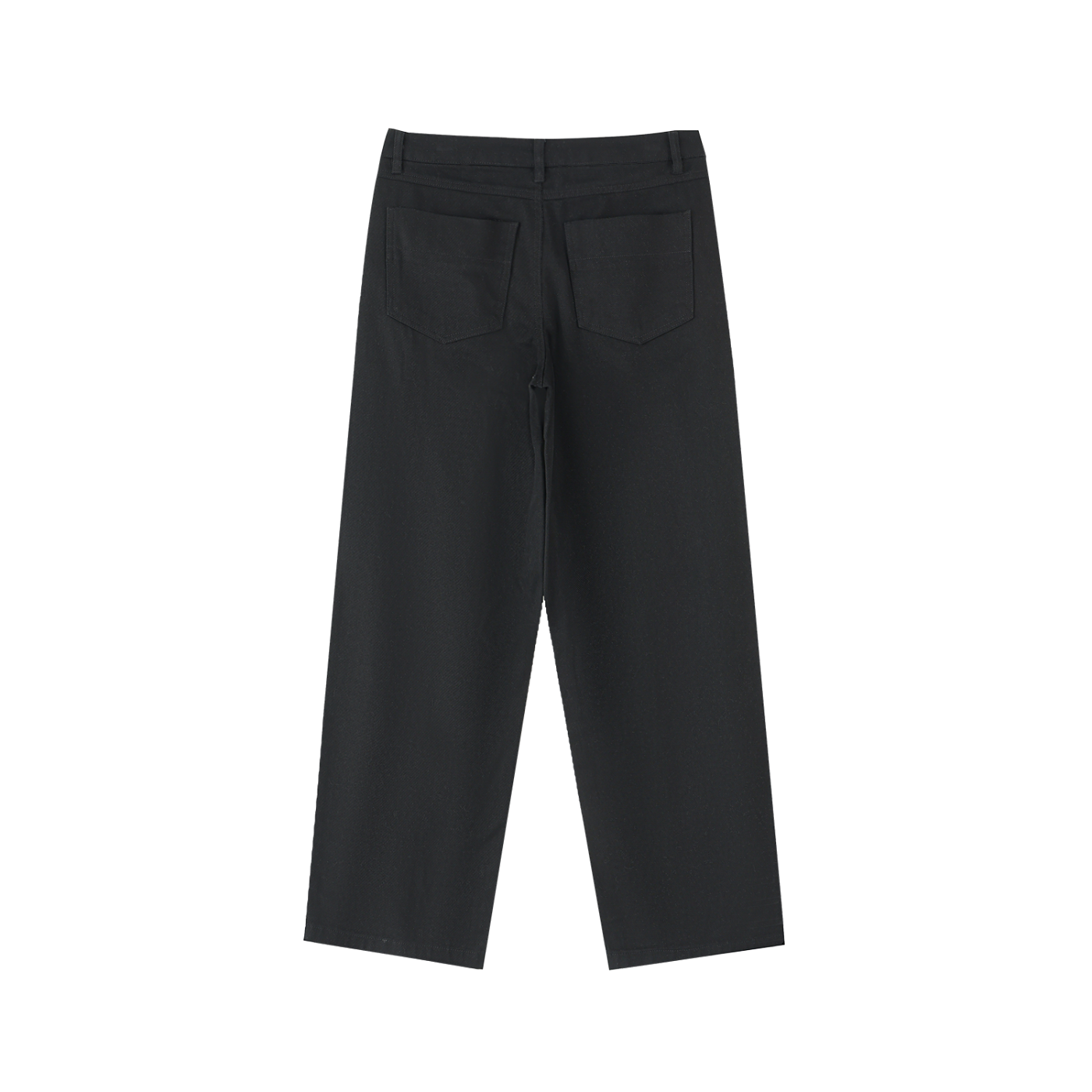 HEAVYWEIGHT COTTON STRAIGHT-LEG PANTS - BLACK