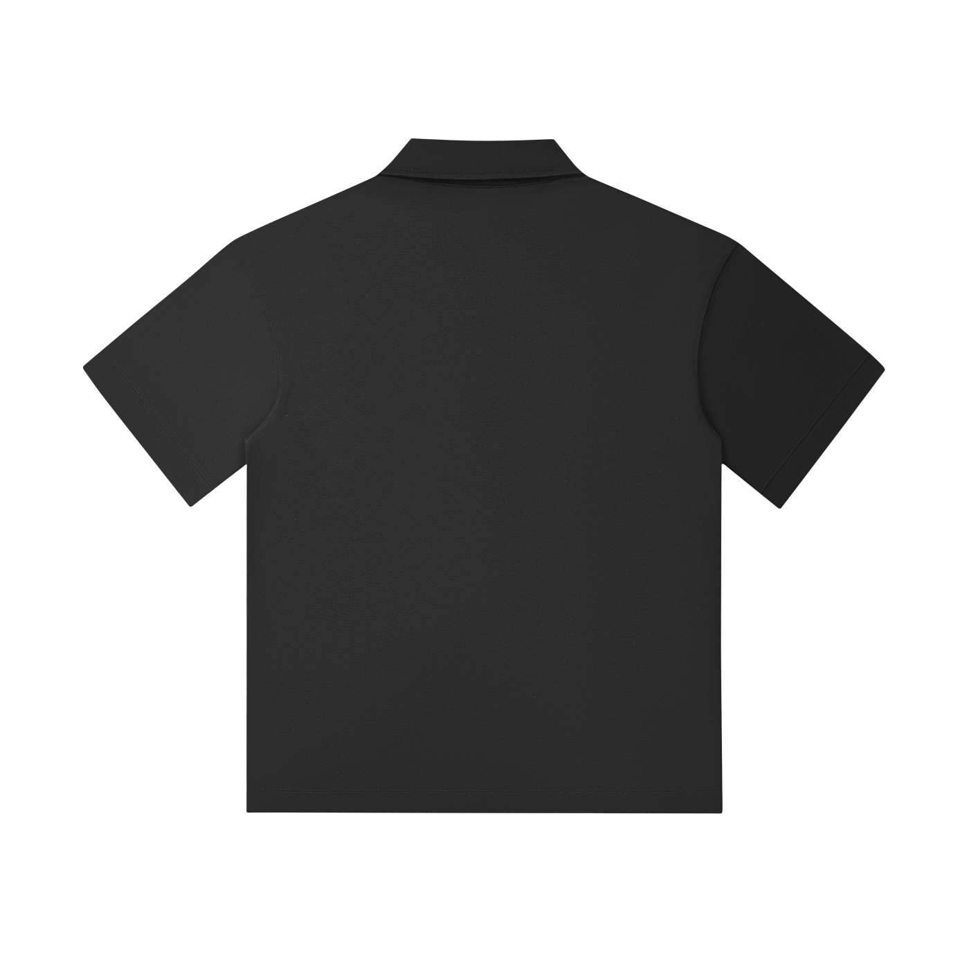 Drop Shoulder Short-Sleeve Polo - Black