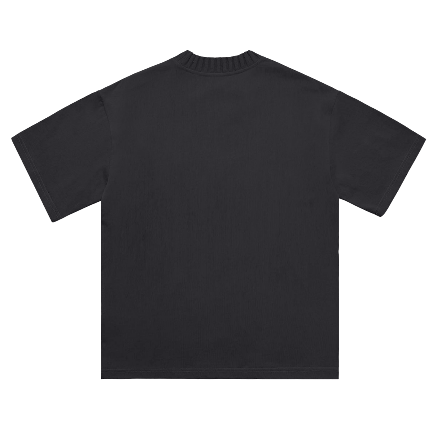 Heavyweight Knitted Round Neck T-Shirt - Black