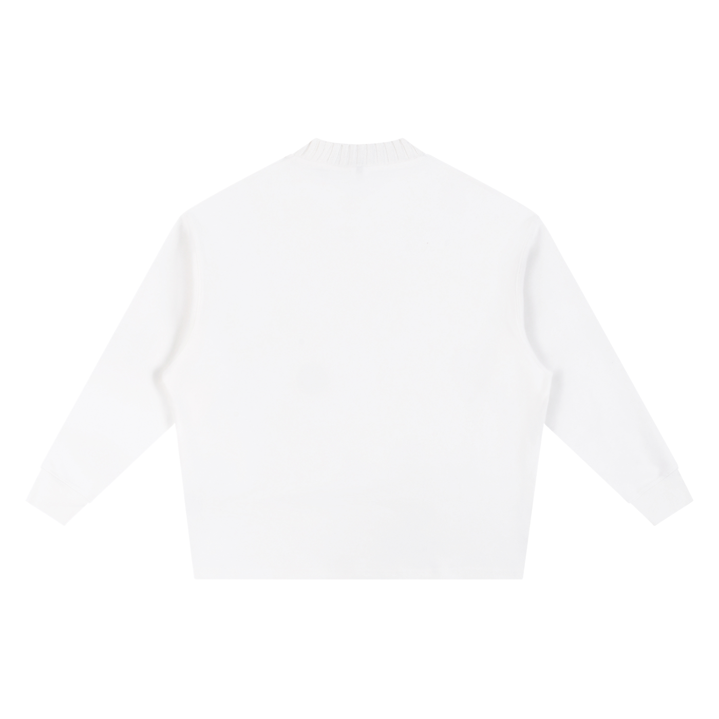 Knitted Round Neck Oversize Sweatshirt - White