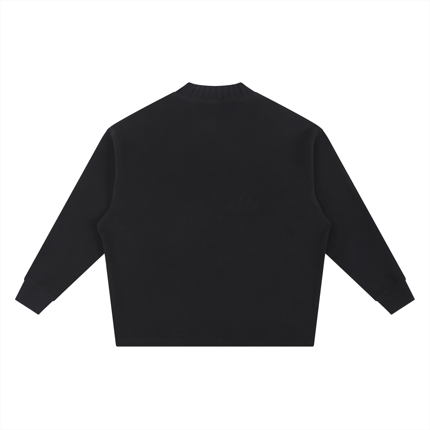 Knitted Round Neck Oversize Sweatshirt - Black