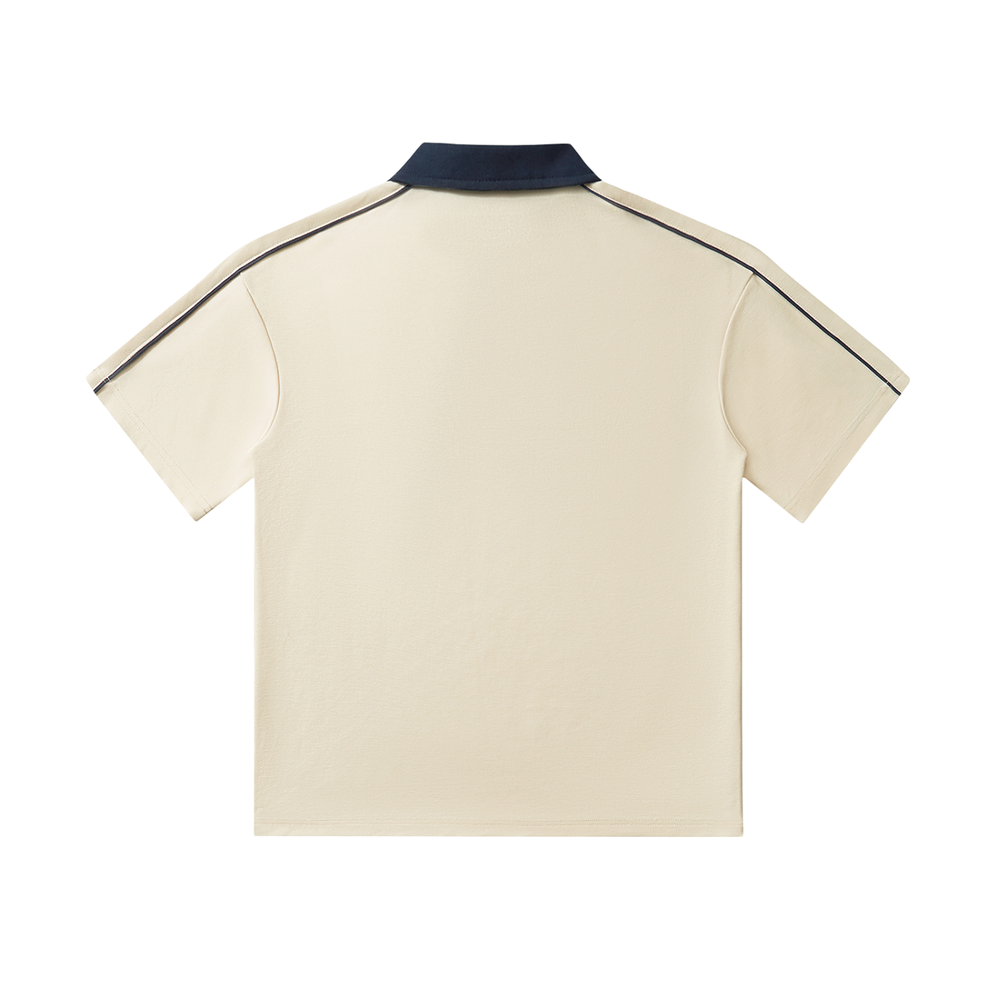 Contrast Collar Short-Sleeve Polo Shirt - Mild Apricot