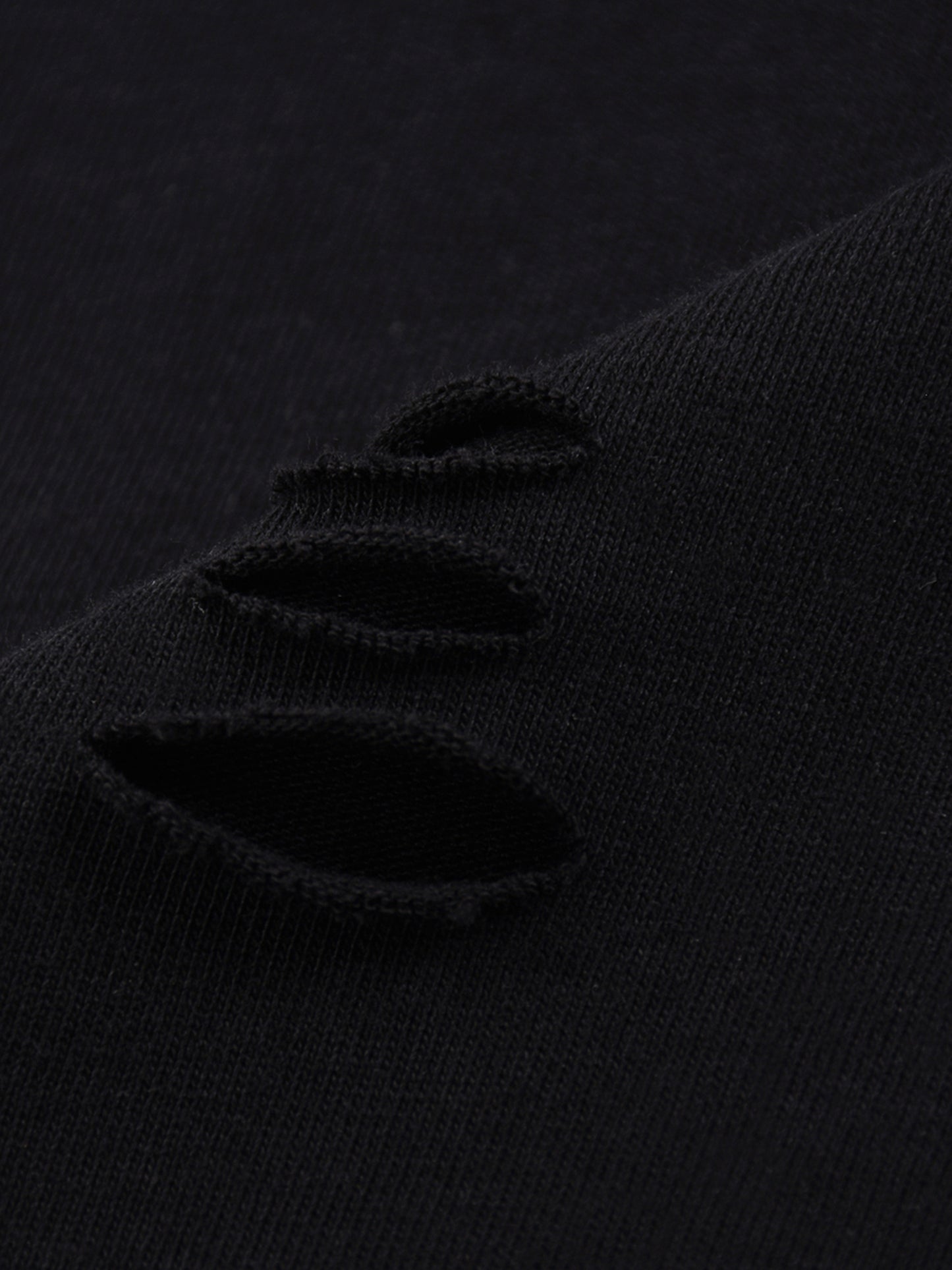 SNOW WASH RAW EDGE COTTON T-SHIRT - BLACK