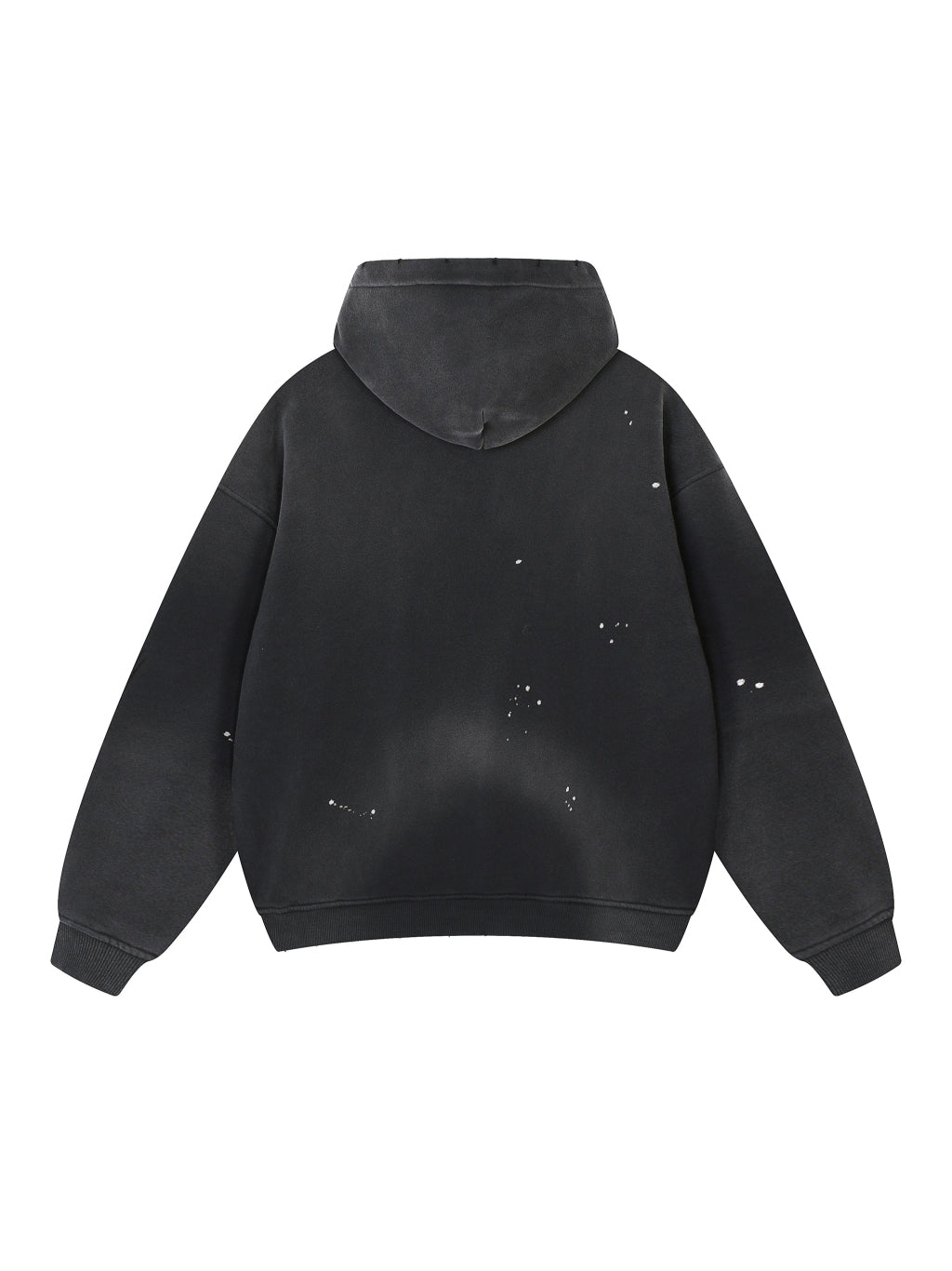 VINTAGE WASHED FRAYED FLEECE HOODIE - BLACK