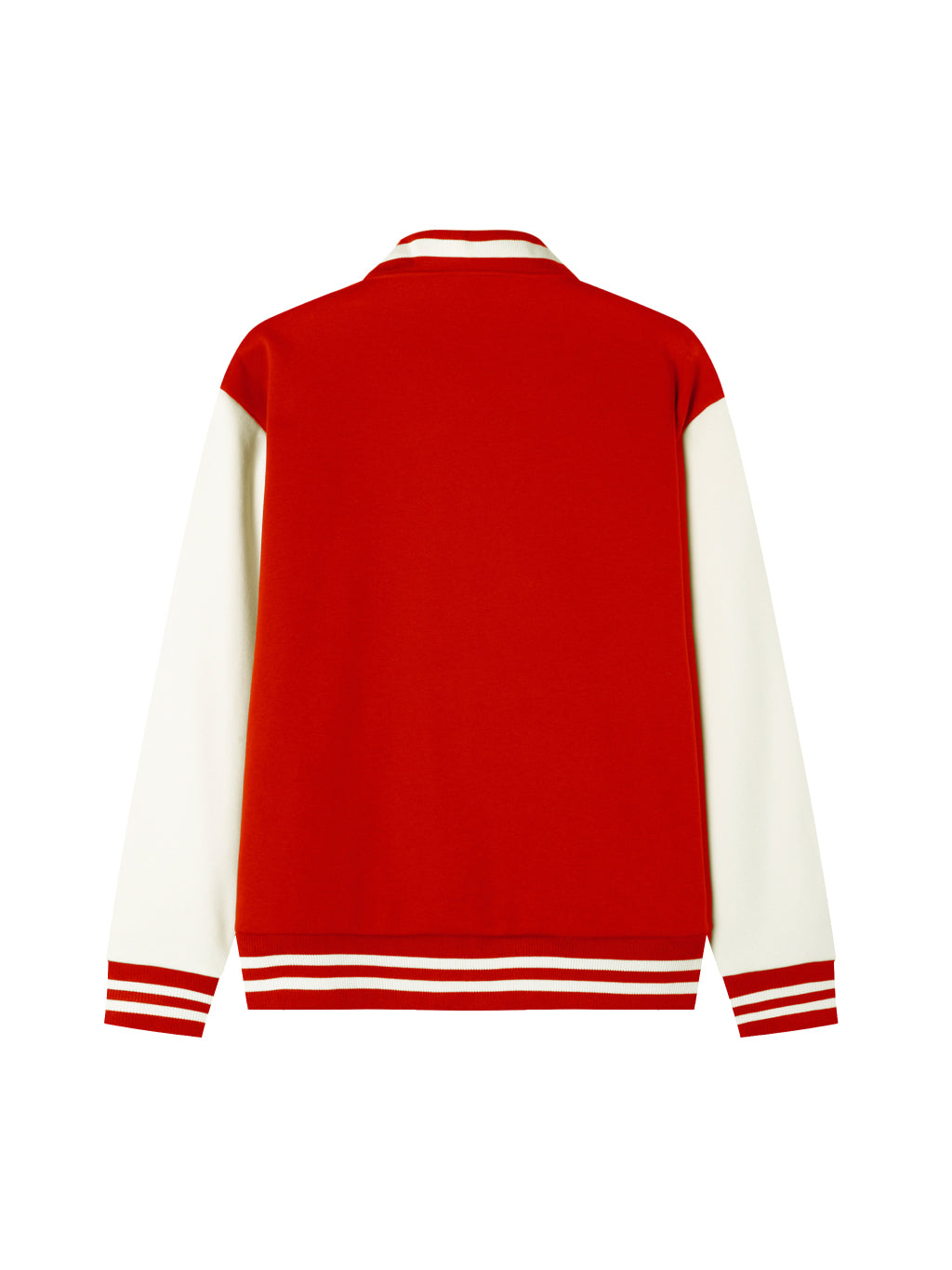 TWO-TONE FLEECED VARSITY JACKET - RED WITH WHITE