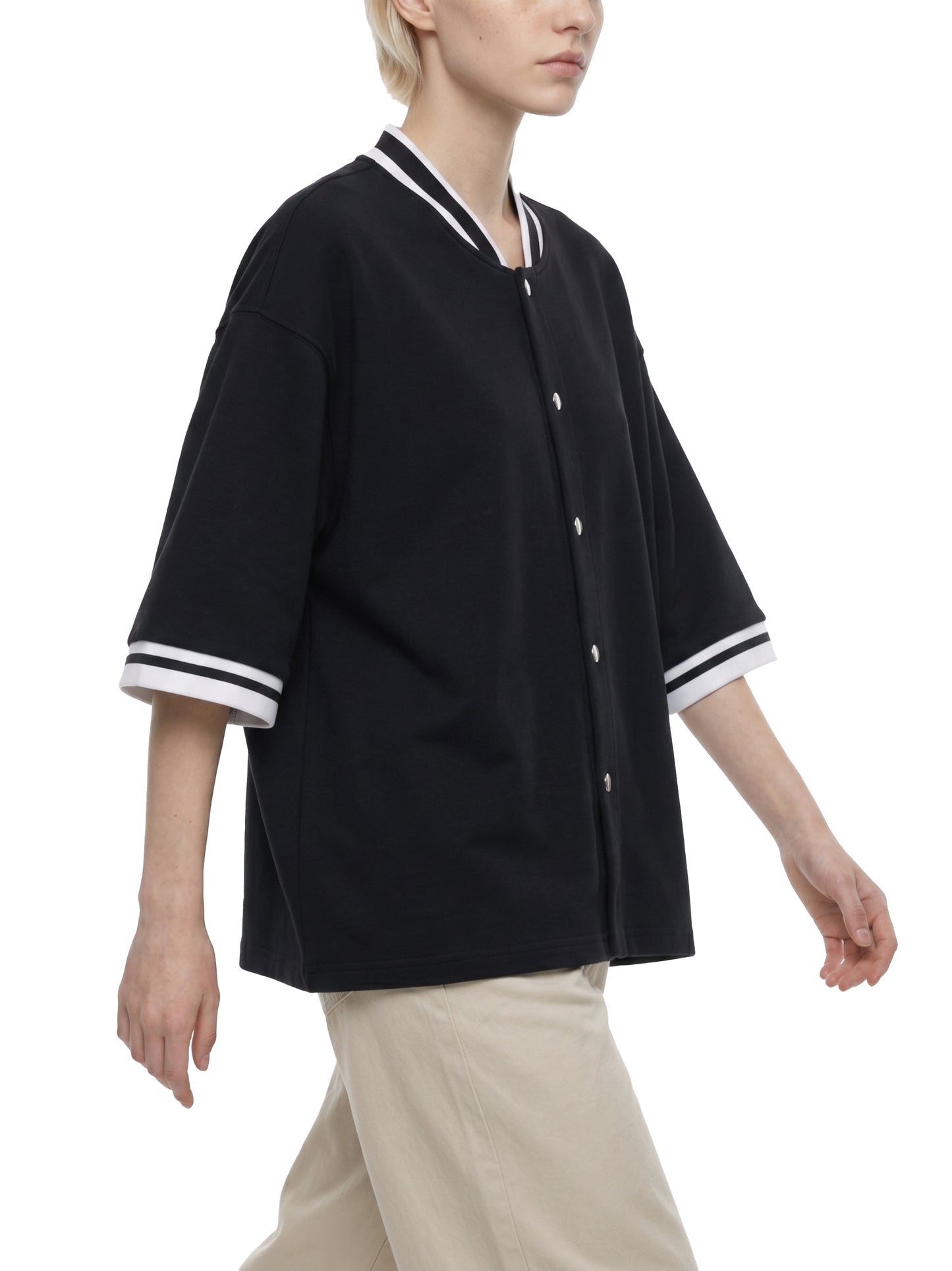 BOXY HEAVYWEIGHT BASEBALL JERSEY - BLACK