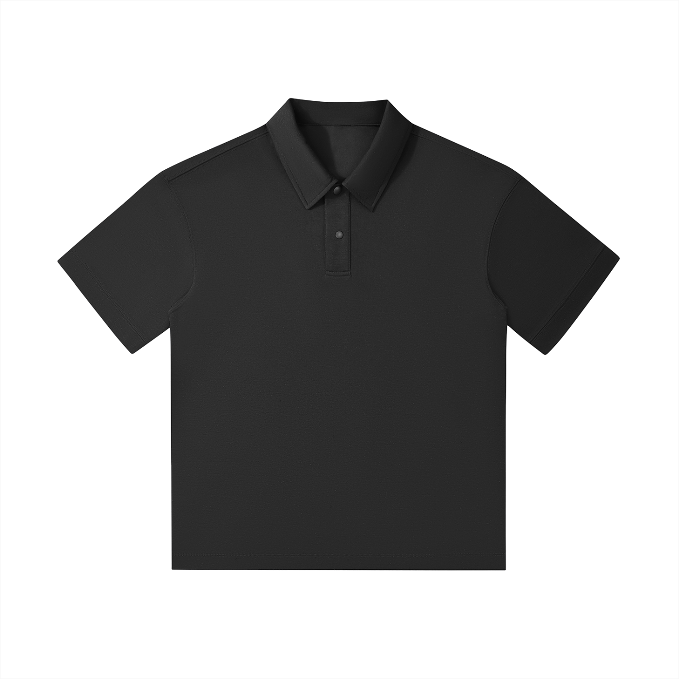 Drop Shoulder Short-Sleeve Polo - Black