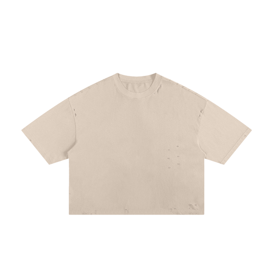 Classic Frayed Boxy Tee - Apricot