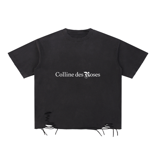 Snow Washed Raw-Hem T-Shirt - Black