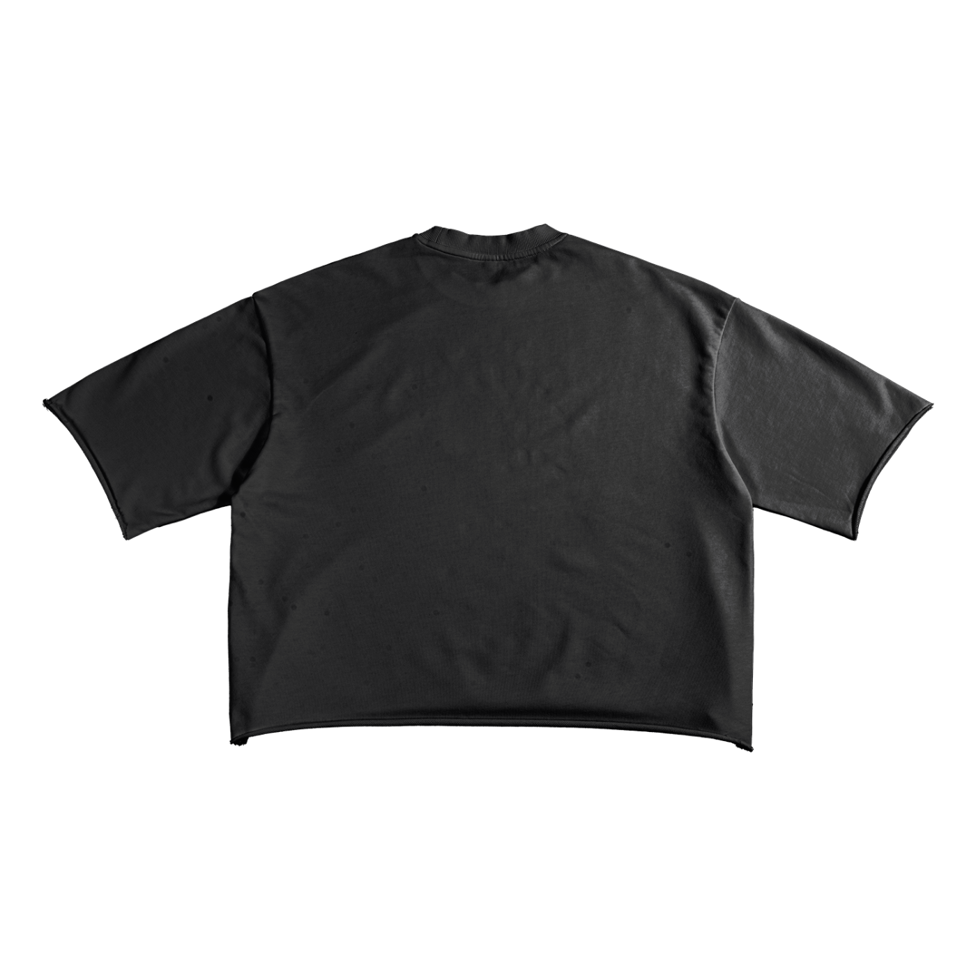 FRENCH TERRY RAW EDGE T-SHIRT - BLACK
