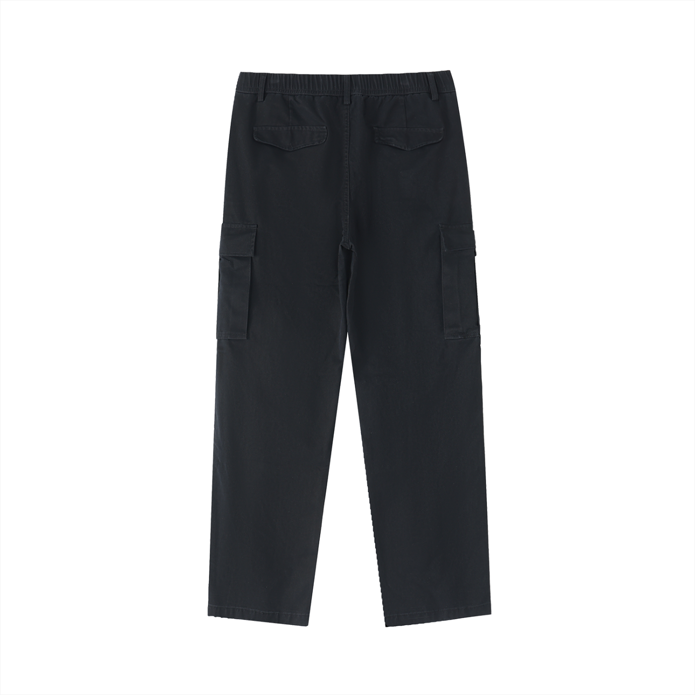 Cotton Elastic-Waist Cargo Pants - Black