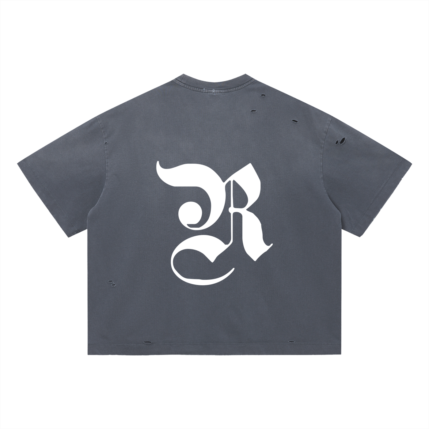 VINTAGE WASHED DISTRESSED BOXY OVERSIZED T-SHIRT - BLUE