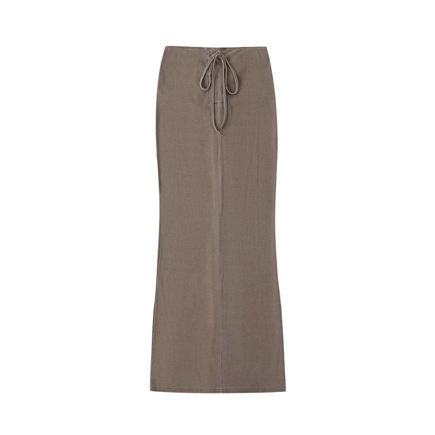 Dyed Washed Drawstring Maxi Skirt - Coffee