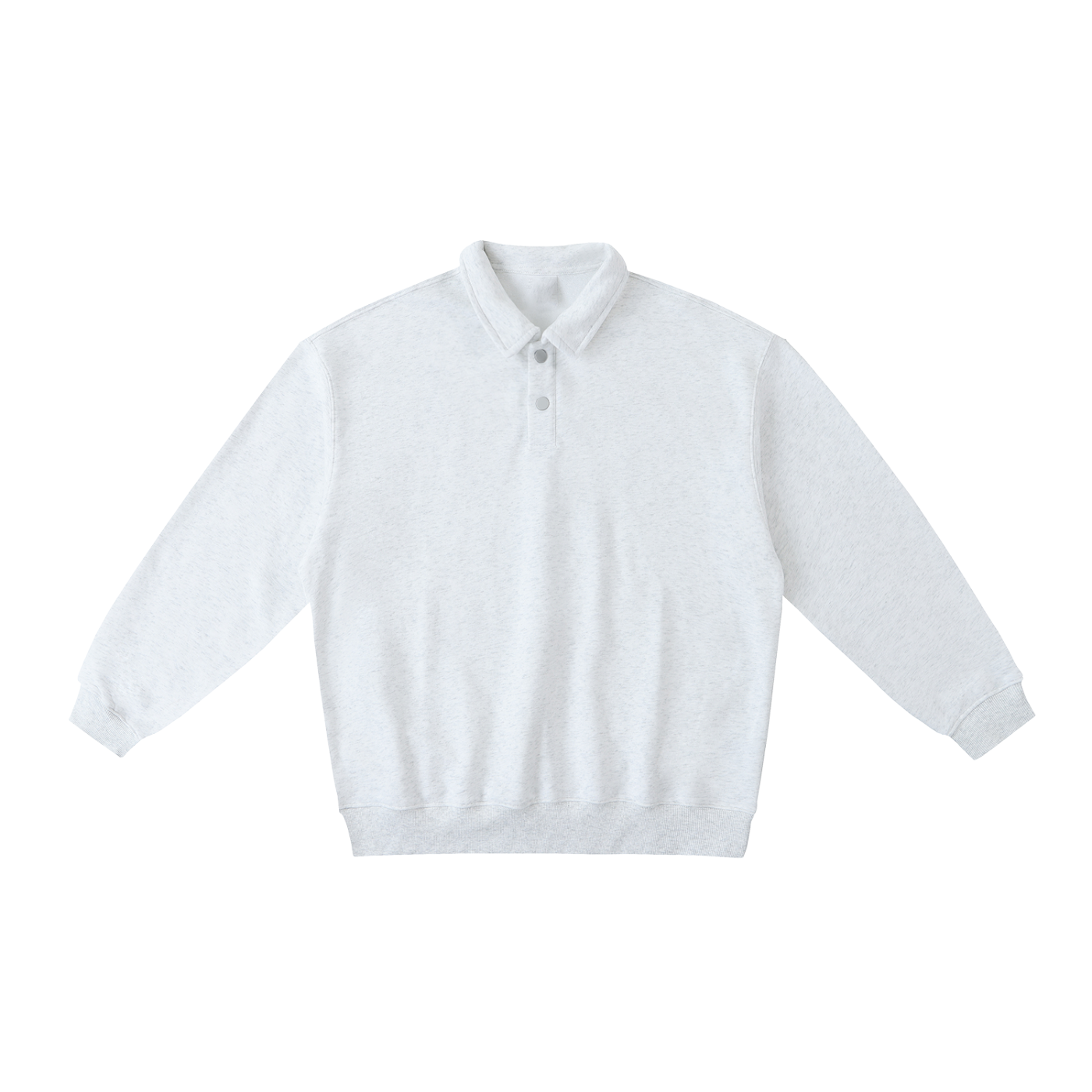 Heavyweight Polo-Collar Sweatshirt - Flower Gray