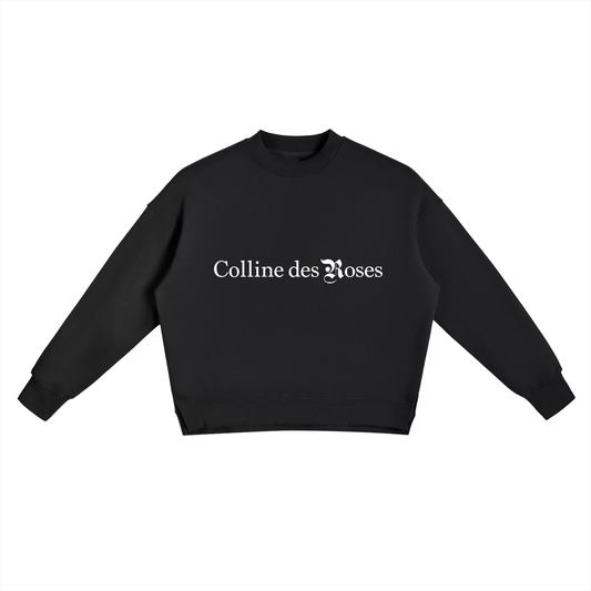 Fleece Side Slit Crewneck Sweatshirt - Black