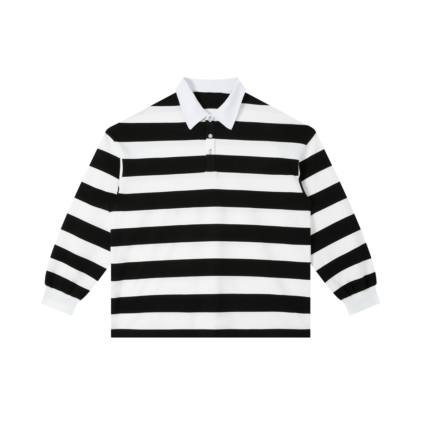 COLOR BLOCK STRIPE POLO SHIRT - WHITE WITH BLACK