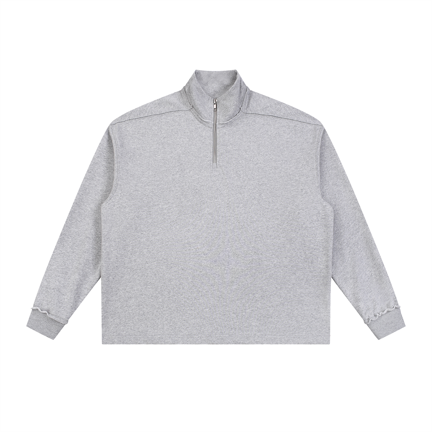 HALF-ZIP ROLLED EDGE FLEECE SWEATSHIRT - FLOWER GRAY