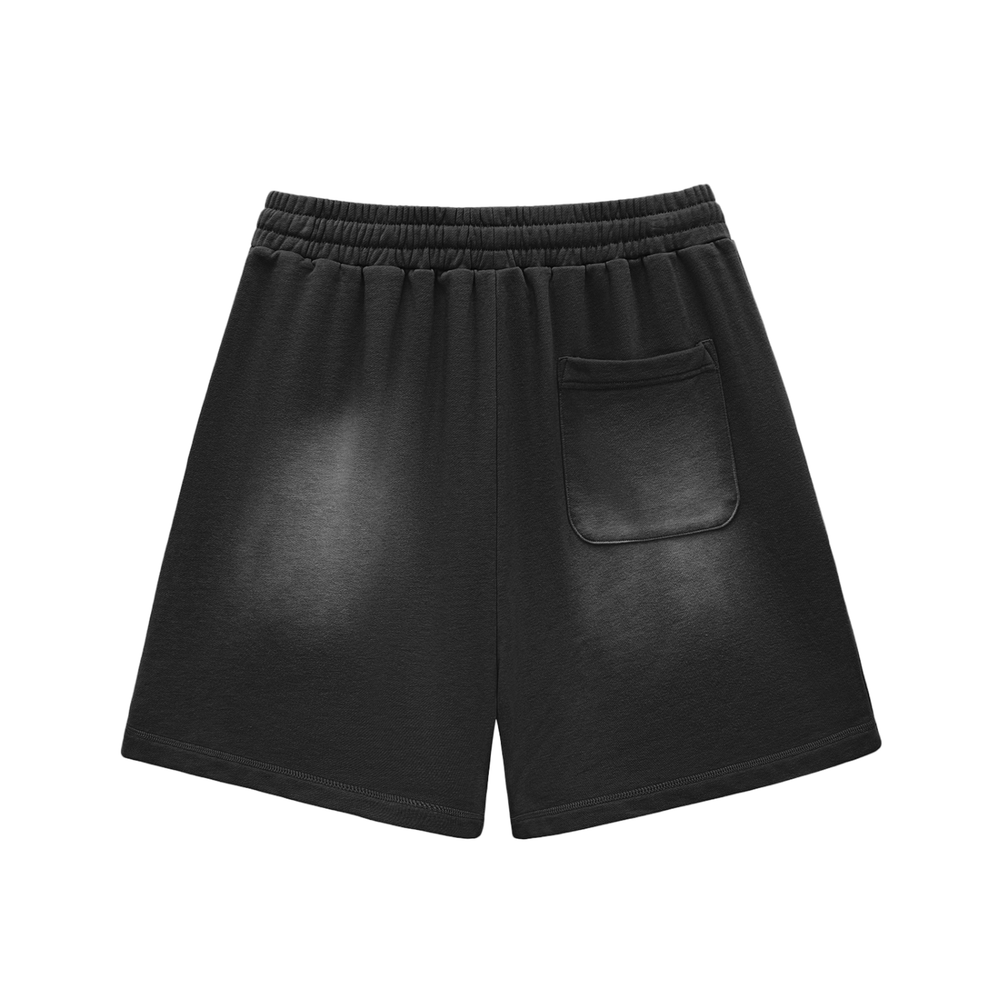 Sun Fade Raw Edge Cotton Shorts - Black