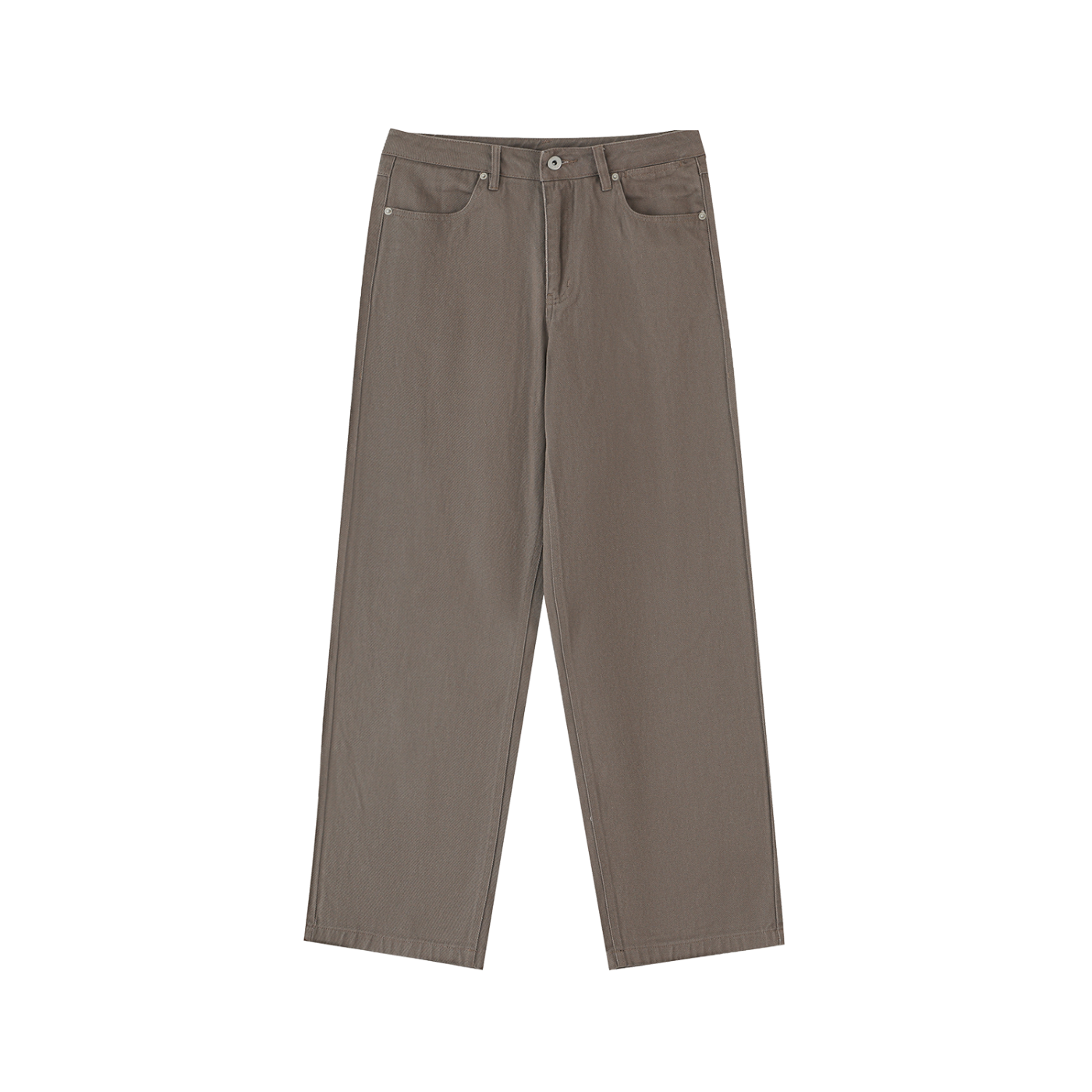 HEAVYWEIGHT COTTON STRAIGHT-LEG PANTS - LIGHT COFFEE