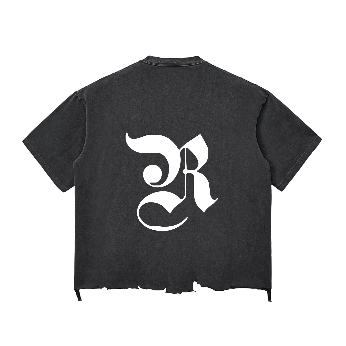 Snow Wash Raw-Hem Boxy T-shirt - Black