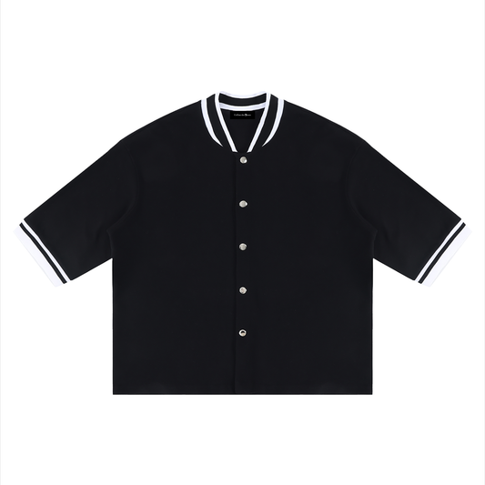 BOXY HEAVYWEIGHT BASEBALL JERSEY - BLACK