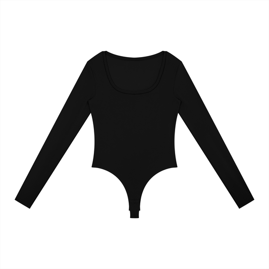 TIGHT LONG SLEEVE BODYSUIT - BLACK