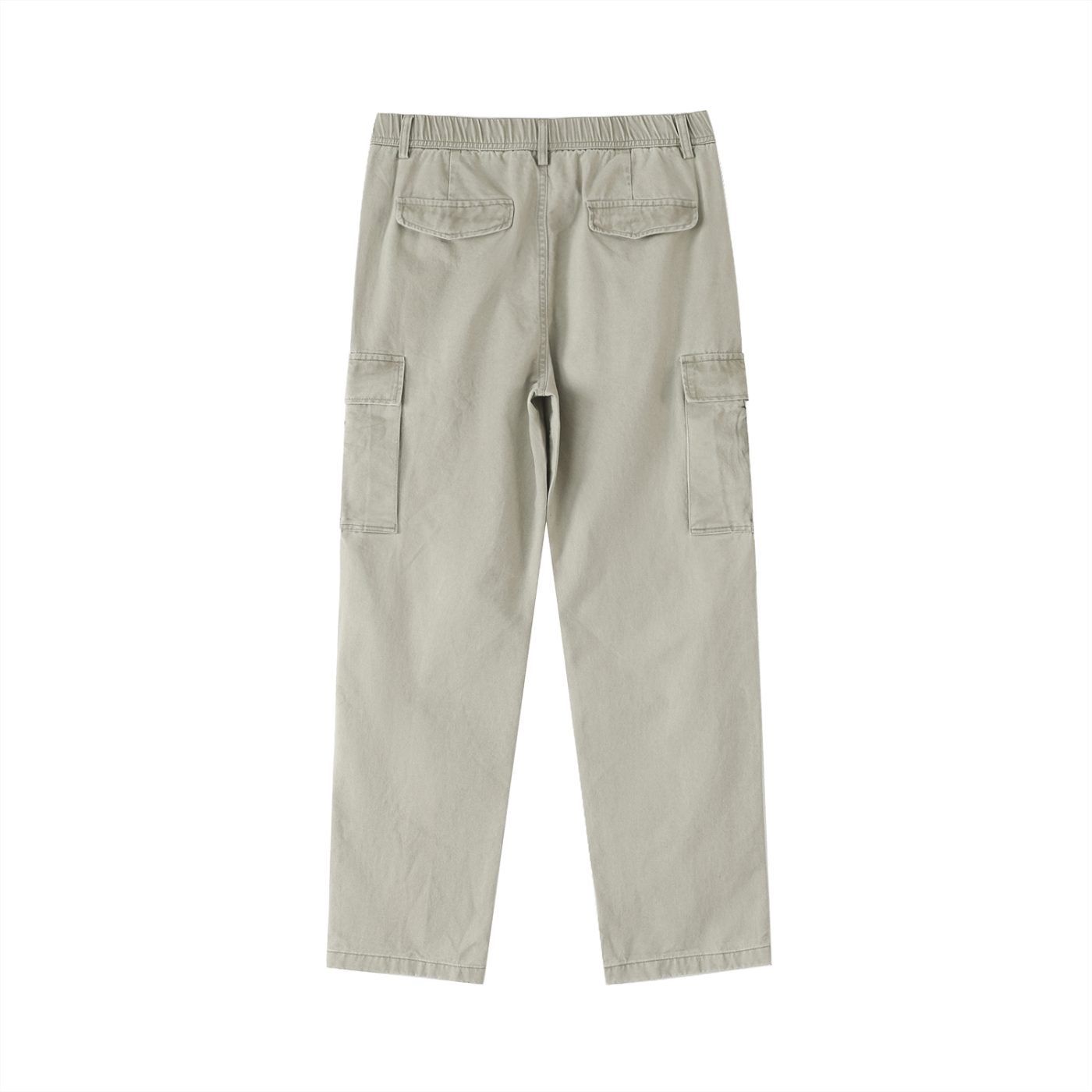 Cotton Elastic-Waist Cargo Pants - Light Gray