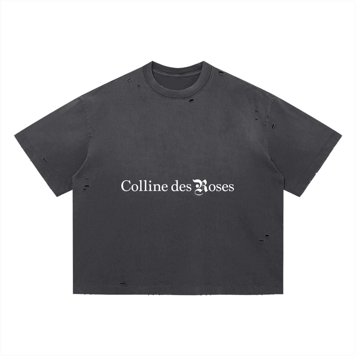 VINTAGE WASHED DISTRESSED BOXY OVERSIZED T-SHIRT - DARK GRAY