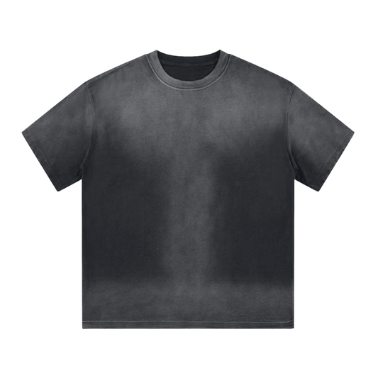 “I” Shape Gradient Washed T-Shirt - Black